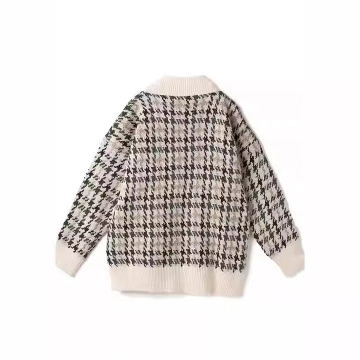 Damen Gemusterter Cardigan mit Knopfleiste und V-Ausschnitt Drune