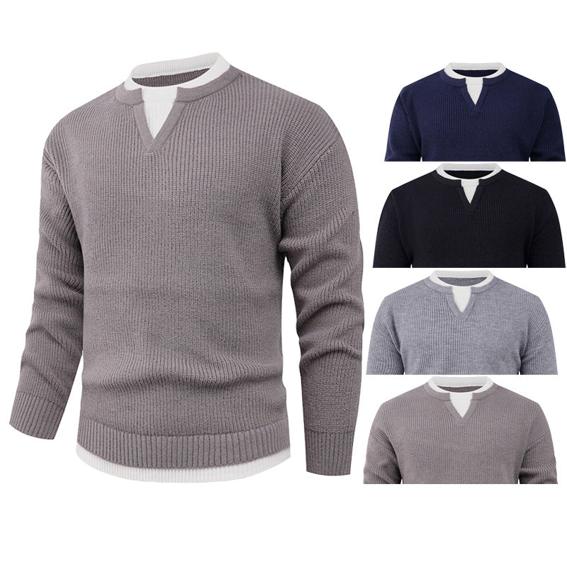 Herren Strickpullover mit V-Ausschnitt und modernem Rippenmuster Drune