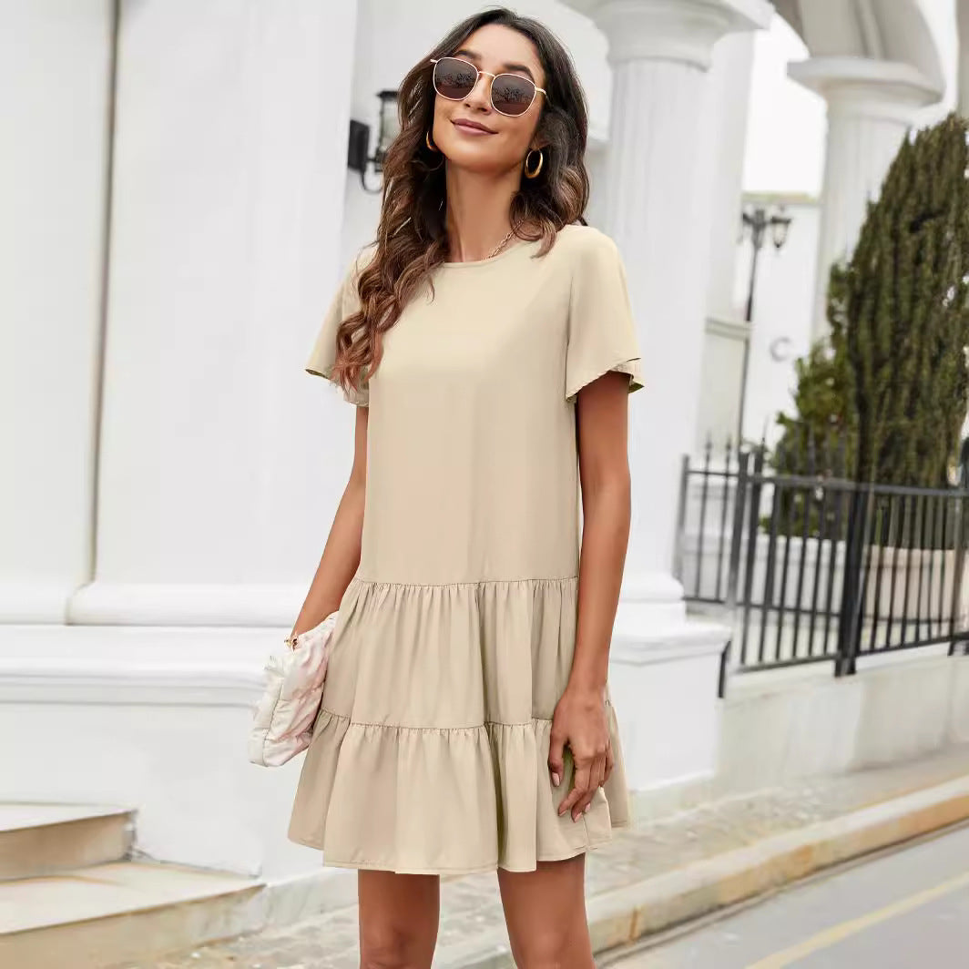 Damen lässiges Sommerkleid mit Rüschendetails Drune