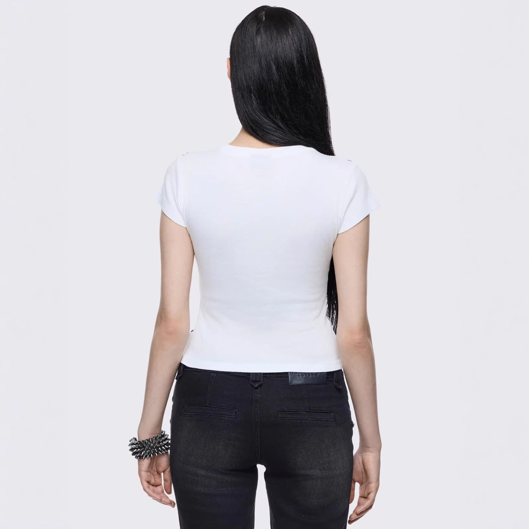Damen Kreatives Grafik-Print T-Shirt Drune