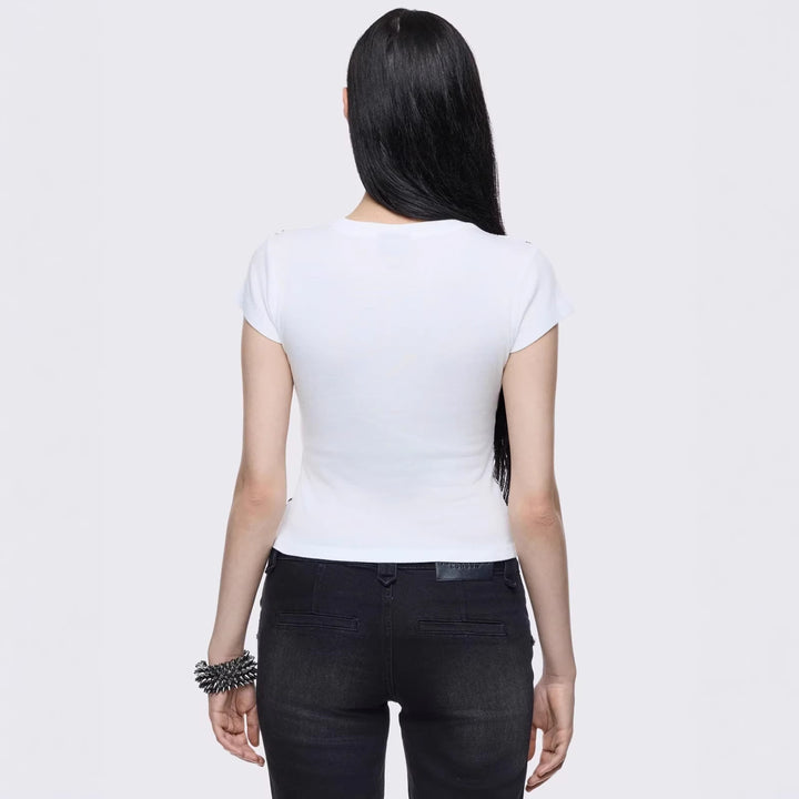 Damen Kreatives Grafik-Print T-Shirt Drune