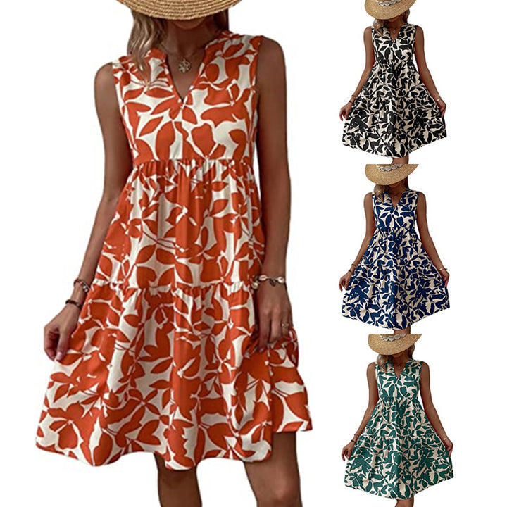Damen lässiges sommerliches Kleid mit floralem Design Drune