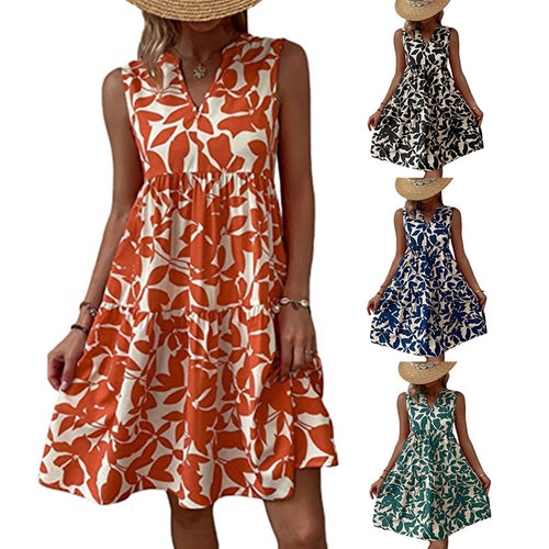 Damen lässiges sommerliches Kleid mit floralem Design Drune