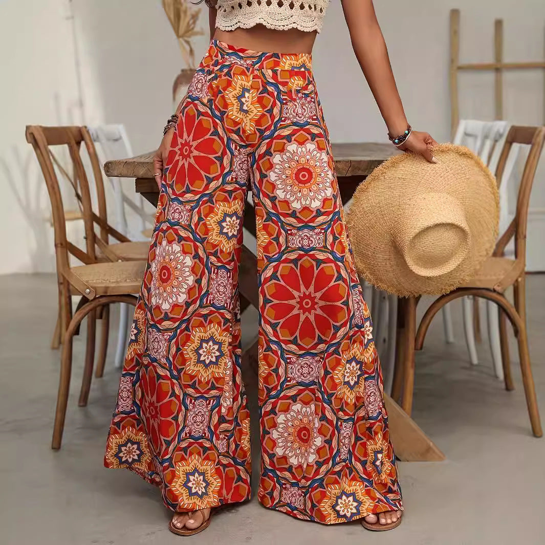 Damen Weite Palazzohose mit floralen Mustern Drune