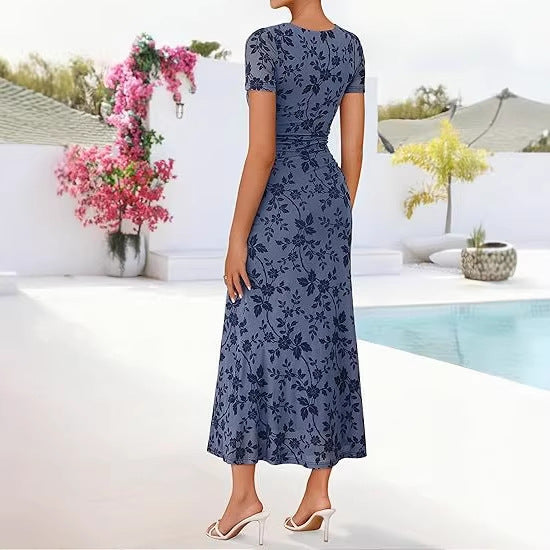 Damen Maxikleid mit floralen Stickereien Drune