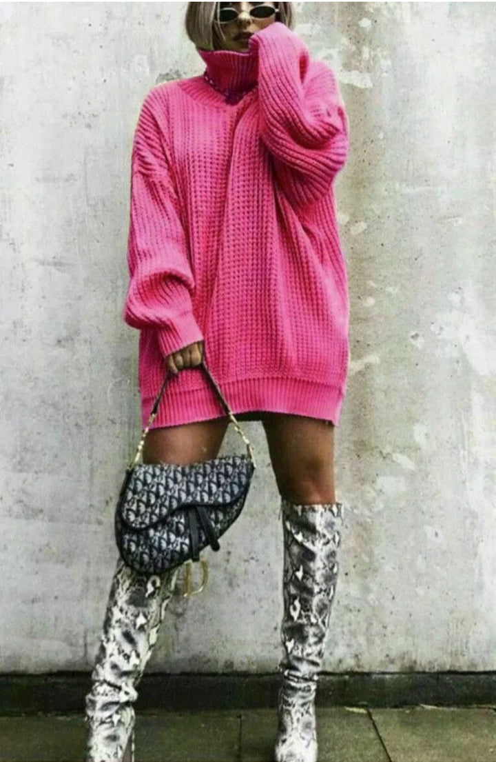 Damen Oversized Strickpullover im modernen Waffelmuster Drune