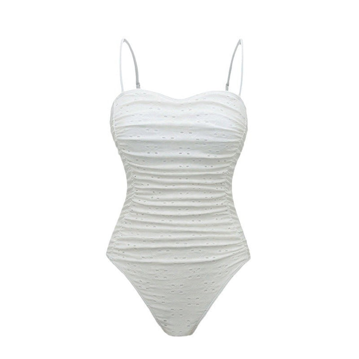 Damen eleganter Einteiler Badeanzug mit Raffungen Drune