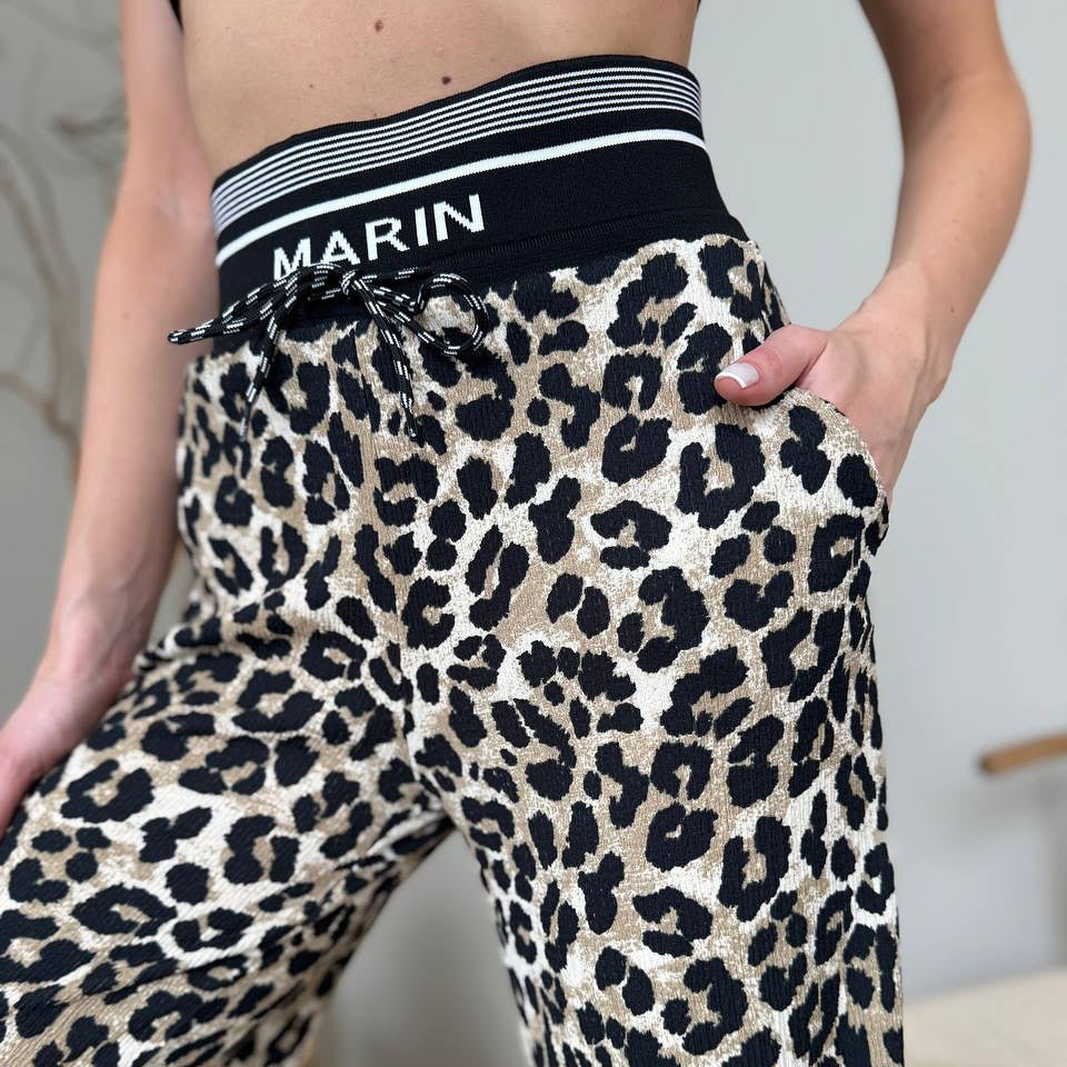 Damen Modische Leoprint Loungehose Drune