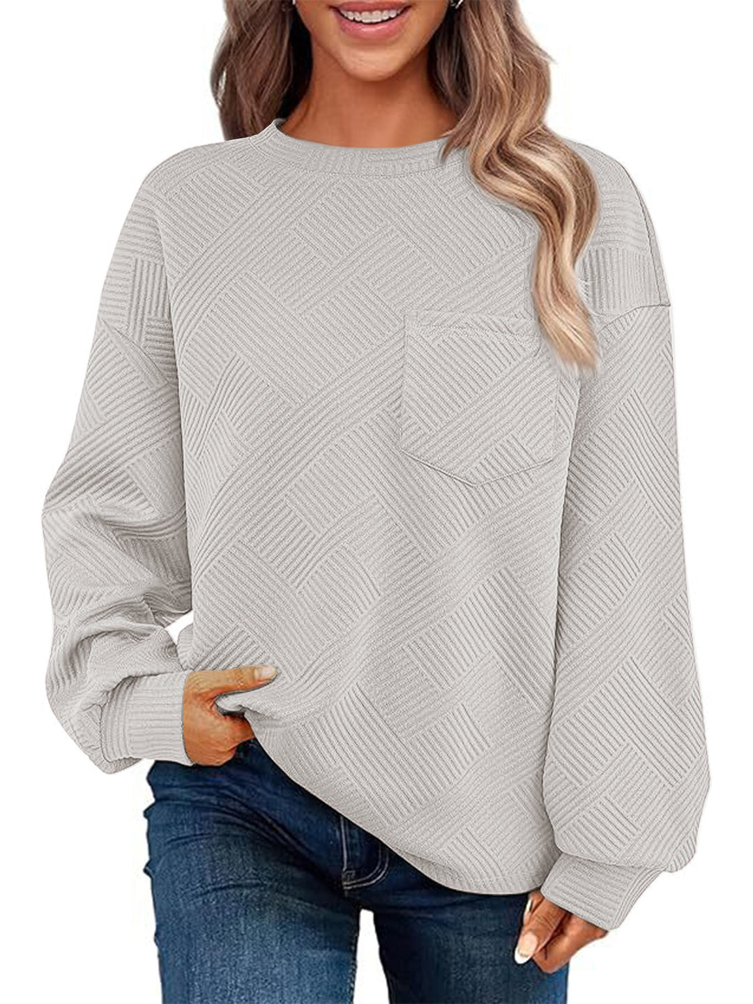 Damen lässiger Pullover mit strukturiertem Muster Drune