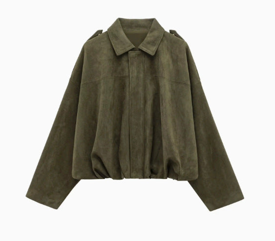 Damen lässige Bomberjacke mit drei-dimensionalem Effekt und hohem Kragen Drune