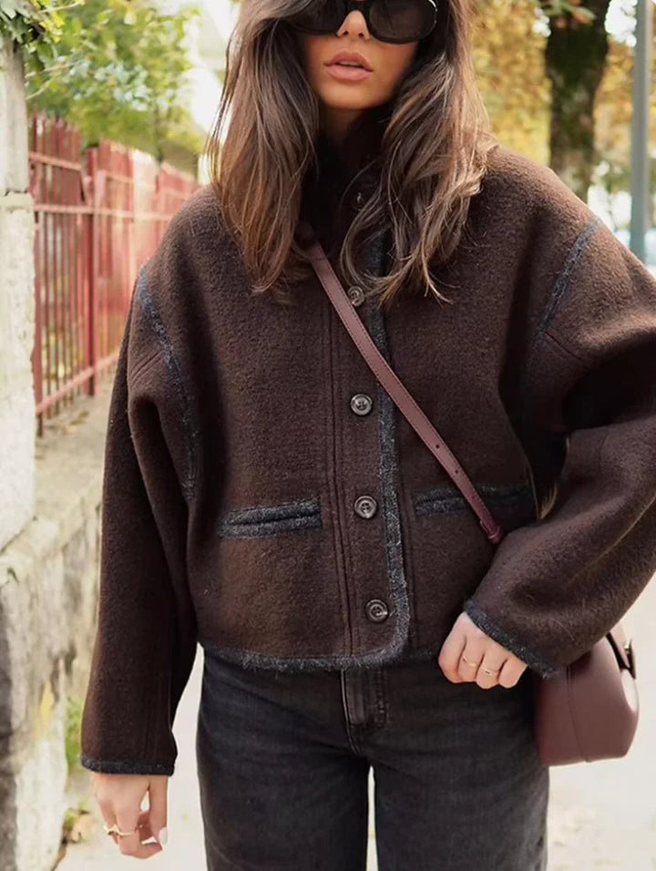 Damen elegante Übergangsjacke mit dekorativen Knöpfen Drune