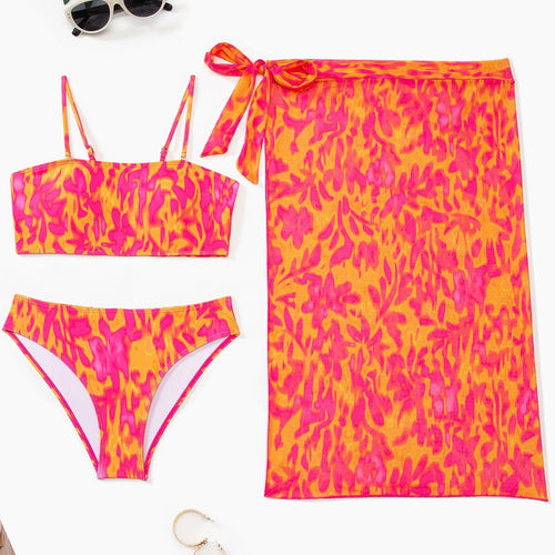 Damen Bikini-Set mit modischem Bandeau-Oberteil und hoch geschnittenen Bottoms Drune