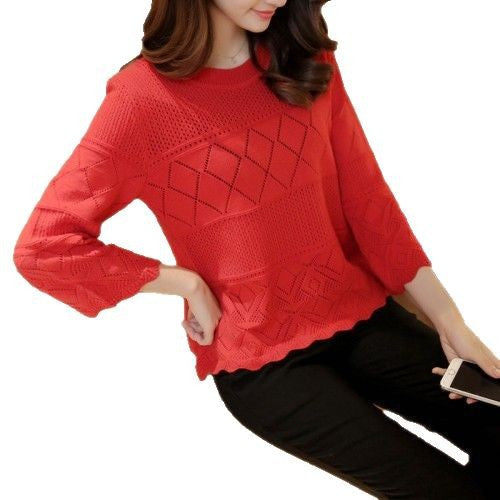 Damen lässiger Strickpullover mit strukturiertem Muster Drune