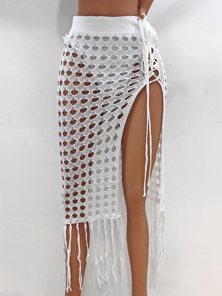 Damen gehäkelter Strand-Sarong mit Fransen Drune