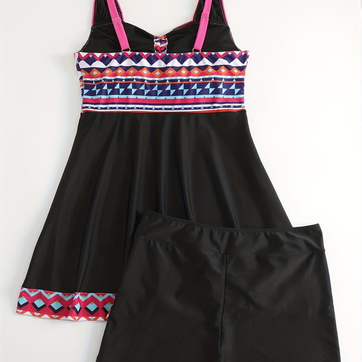 Damen Sportliches Badeanzug-Set mit modischem Oberteil und Shorts Drune
