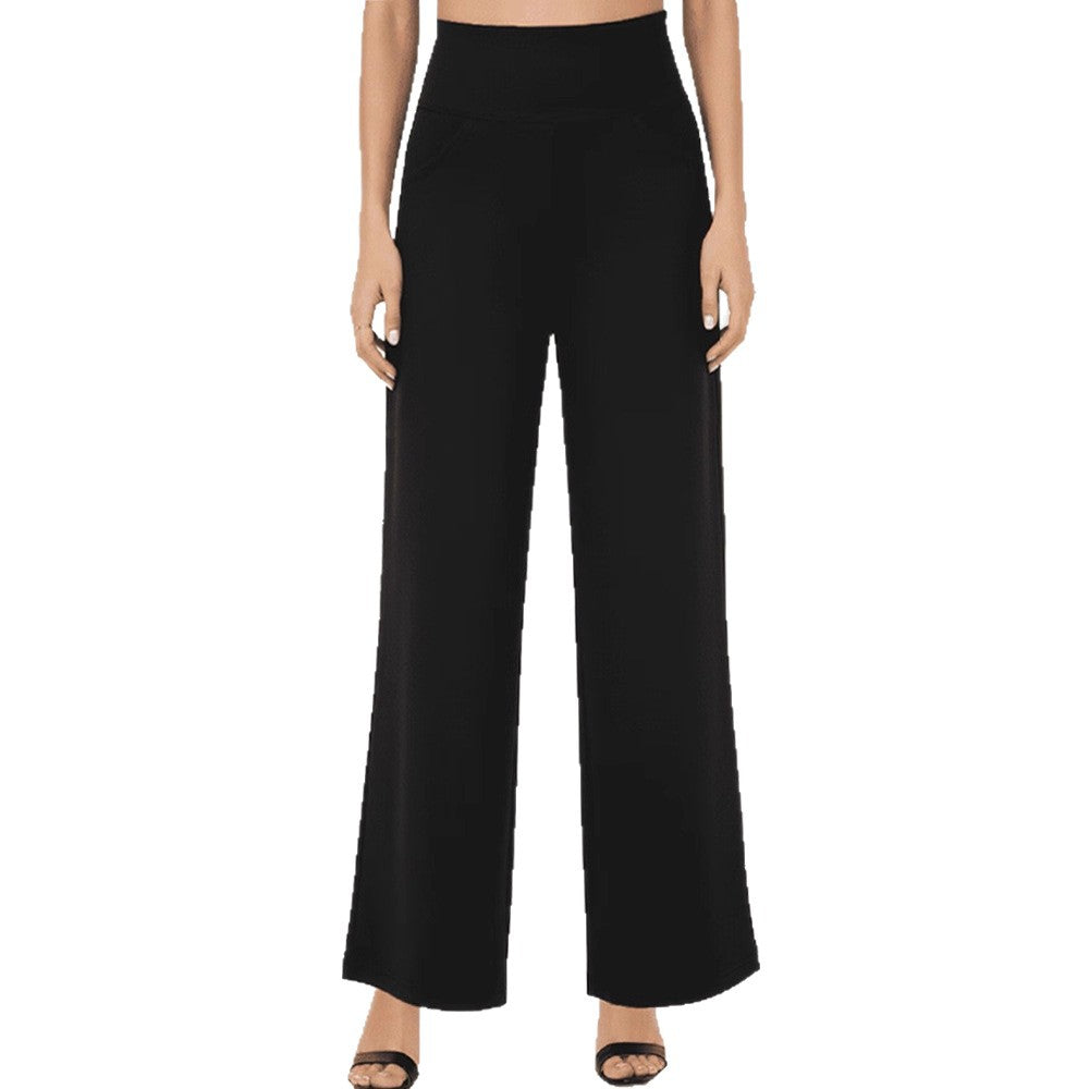 Damen Weit geschnittene Planzenhose mit hohem Bund und elastischem Taillenband Drune