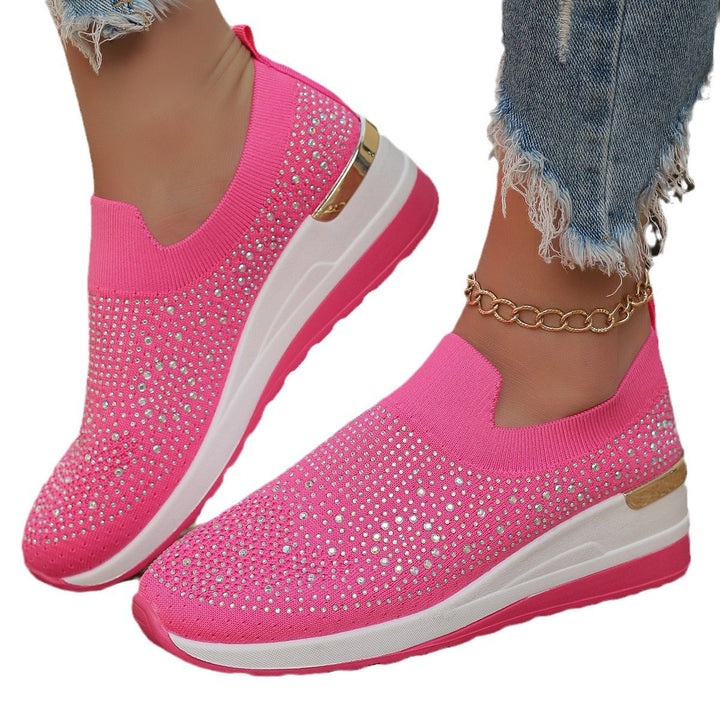 Damen Glitzernde Slip-On Sneakers mit bequemer und dämpfender Sohle Drune