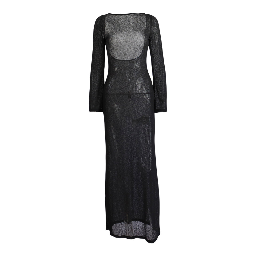Damen Strick-Maxikleid mit langen Ärmeln und figurbetonendem Schnitt Drune