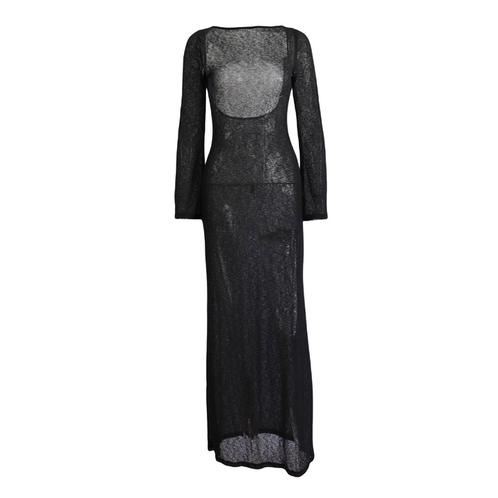 Damen Strick-Maxikleid mit langen Ärmeln und figurbetonendem Schnitt Drune
