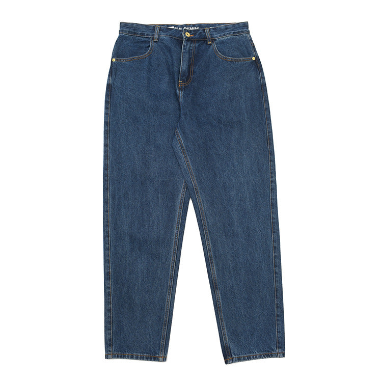 Damen High-Waisted Jeans im Vintage-Stil mit geradem Bein und praktischem Taschendesign Drune
