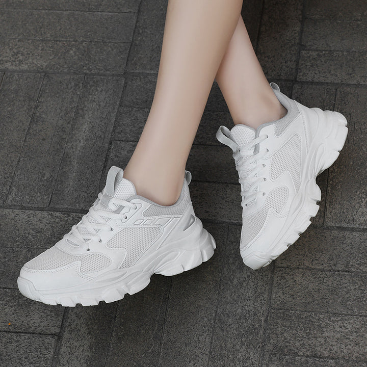Unisex nan voluminöse Plateau-Sneaker mit atmungsaktivem Mesh, stoßdämpfender Zwischensohle und rutschfester Profilsohle Drune