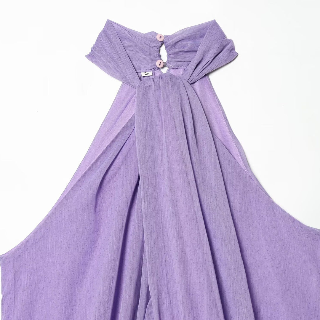 Damen ärmelloses Haltertop mit eleganter Raffung und modischem Schlüssellochausschnitt Drune