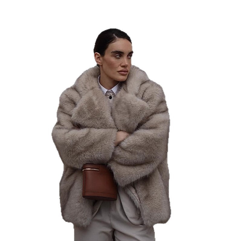 Damen Kunstfelljacke mit voluminösen Ärmeln und luxuriösem Design Drune