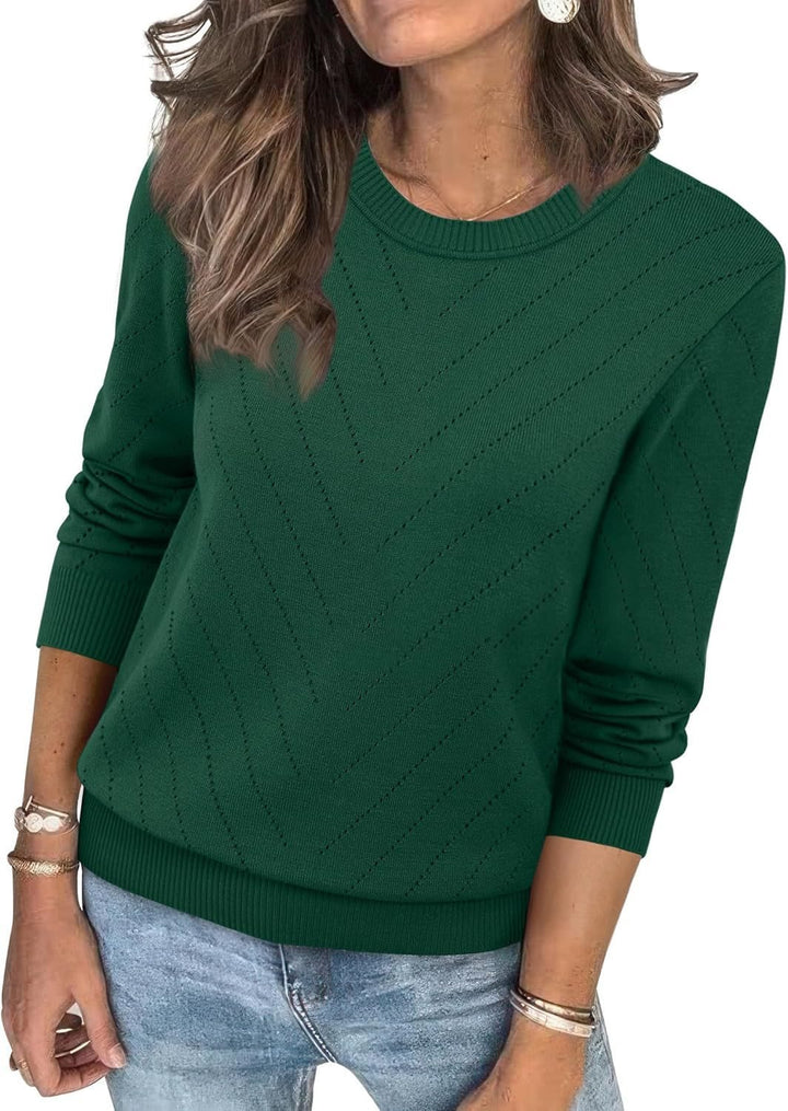 Damen modischer Strickpullover mit V-Ausschnitt und dezentem Rautenmuster Drune