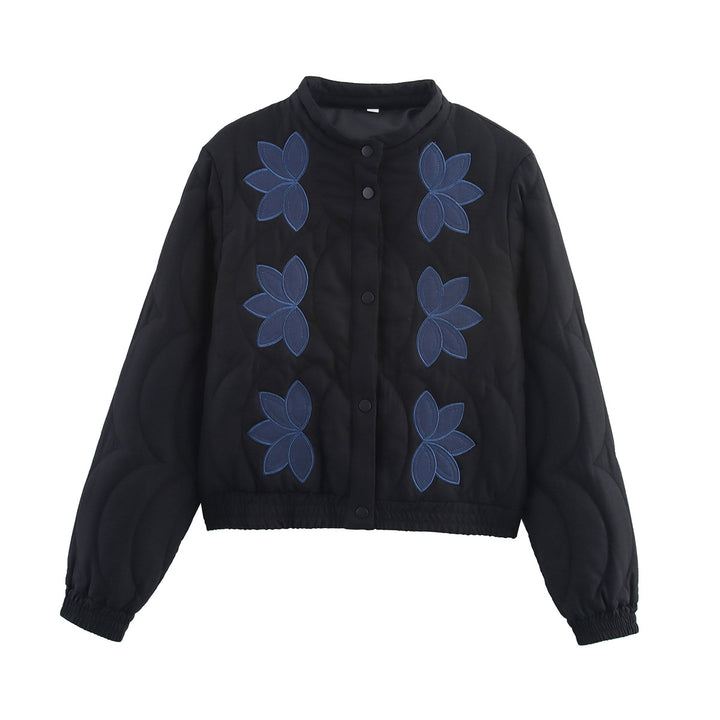 Damen gesteppte Übergangsjacke mit floralem Stickdesign Drune