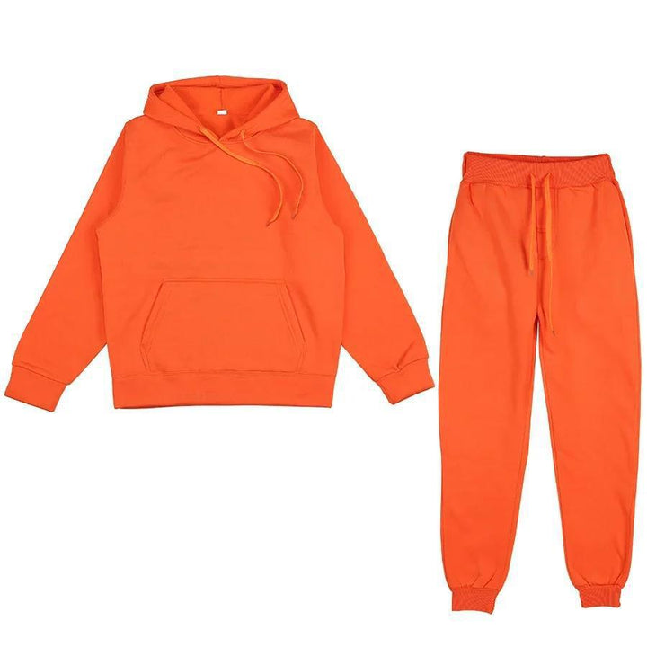 Unisex weiches Lounge-Set mit Oversize-Hoodie, taillenhoher Jogginghose und geripptem Knöchelabschluss Drune
