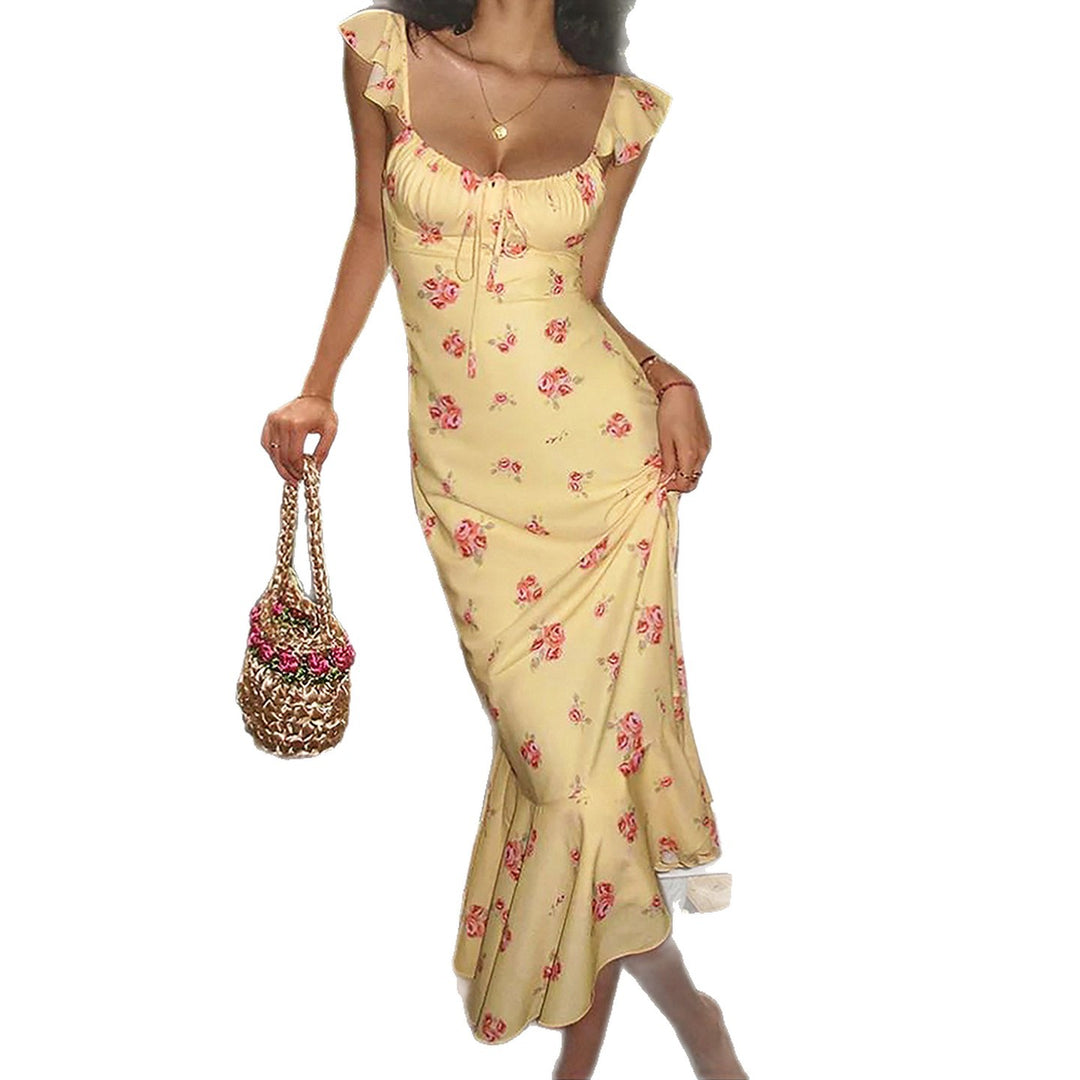 Damen Maxikleid mit floralen Rüschen und elegantem Schnitt Drune