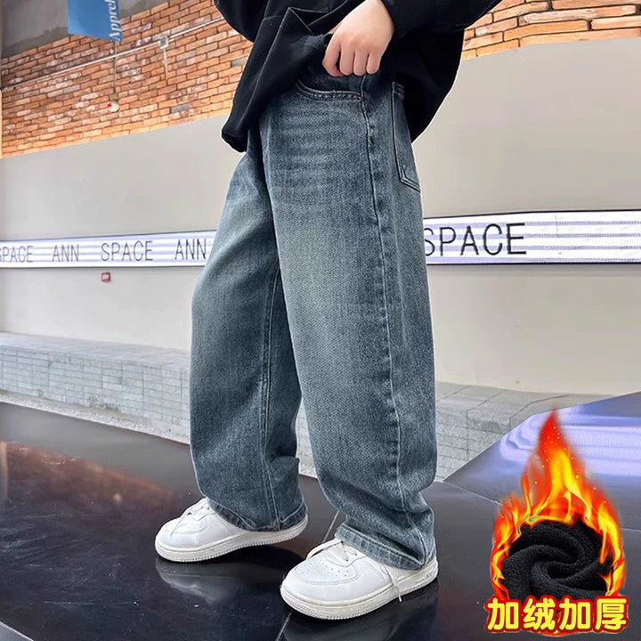 Damen weite Denim-Jeans mit modernem Schnitt und tiefen Taschen Drune