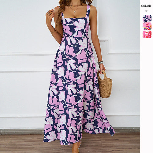 Damen Maxikleid mit modernem Blumendesign und schmeichelnder Silhouette Drune