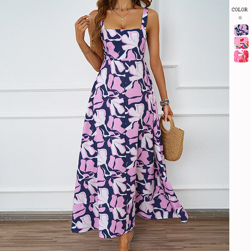 Damen Maxikleid mit modernem Blumendesign und schmeichelnder Silhouette Drune