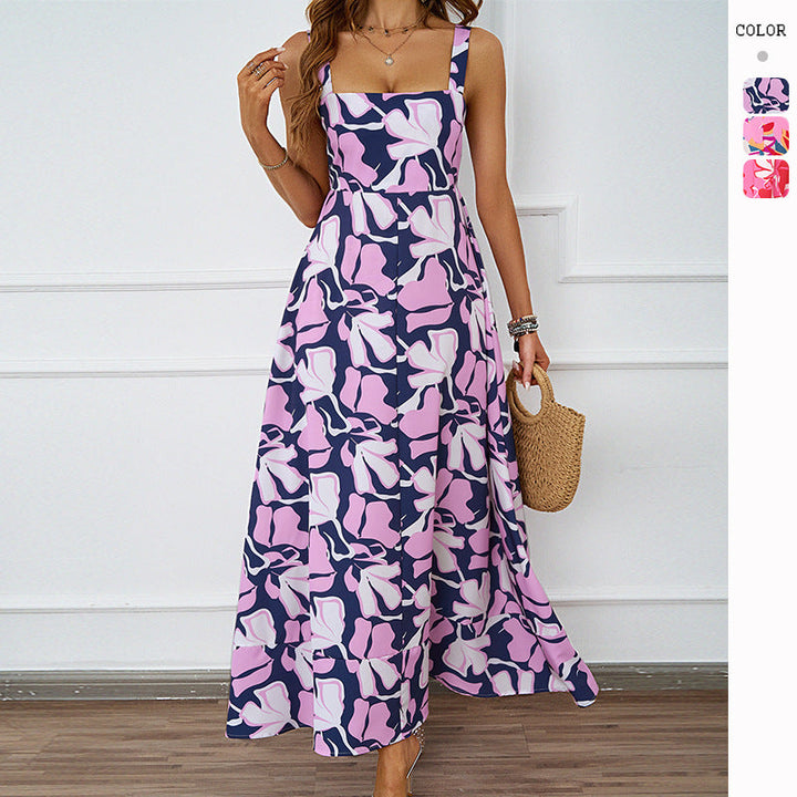 Damen Maxikleid mit modernem Blumendesign und schmeichelnder Silhouette Drune