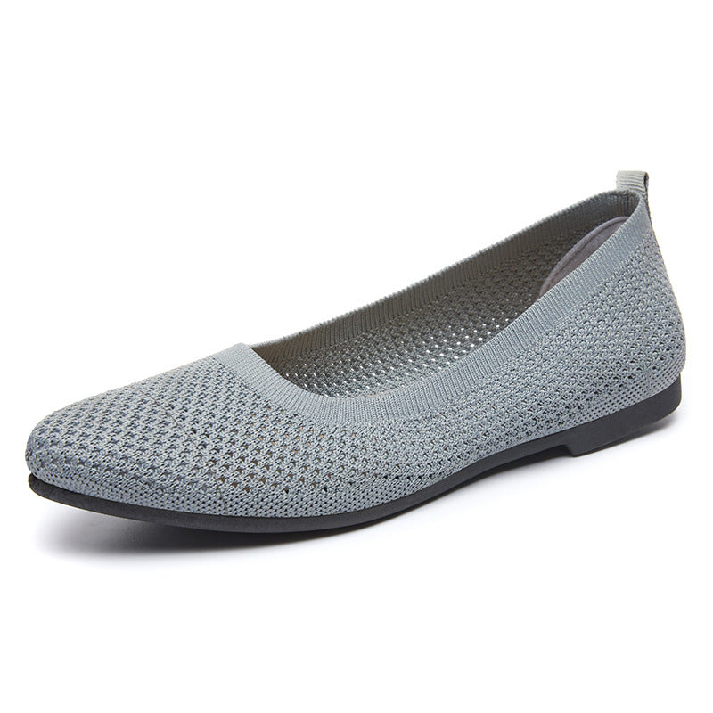 Damen nan atmungsaktive gestrickte Ballerina-Slipper mit flexibler rutschfester EVA-Sohle Drune