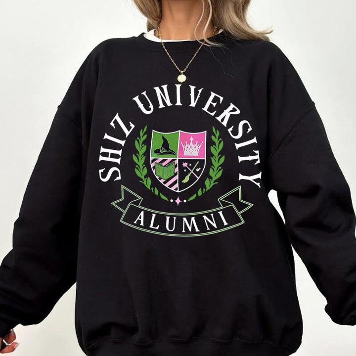 Damen Oversized Sweatshirt mit Universitätsemblem und lässigem Schnitt Drune