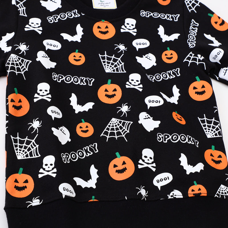 Kinder Sweatshirt mit gruseligem Halloween-Motiv Drune