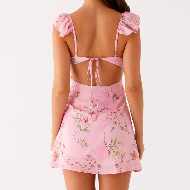 Damen Sommerkleid mit Rüschendetails und Blumenmuster Drune