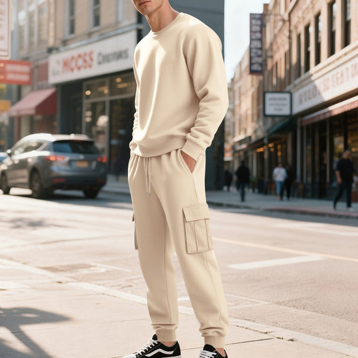 Herren gemütliches Freizeit-Set aus atmungsaktivem Stoff mit praktischen Taschen Drune