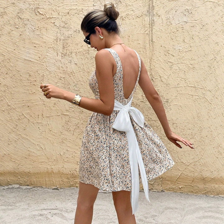 Damen Sommerliches Blümchenkleid mit lockerer Passform und Rüschen Drune