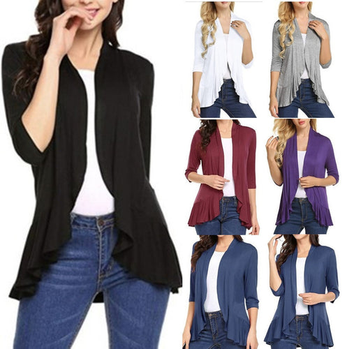 Damen Modische Strickjacke mit asymmetrischem Schnitt und Flatterdetails Drune