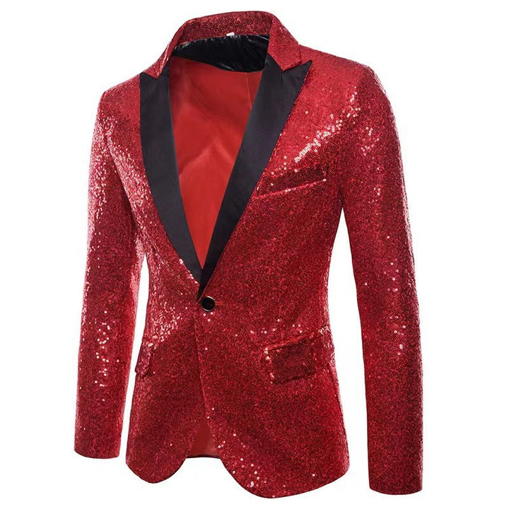 Herren schimmernder Pailletten Blazer Drune