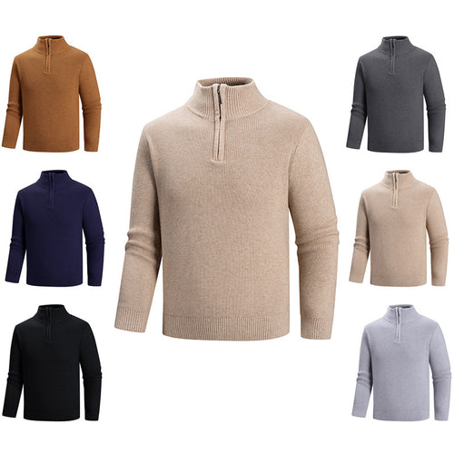 Herren modischer Strickpullover mit halbem Reißverschluss und strukturiertem Muster Drune