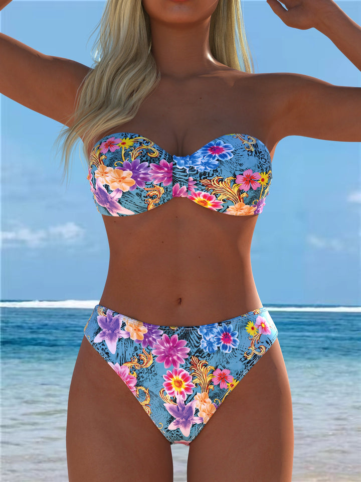 Damen Bikini-Set mit einem eleganten Bustier-Oberteil und hohem Beinausschnitt Drune