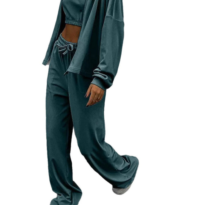Damen sportliches Freizeit-Set mit cropped Top und weiter Hose Drune