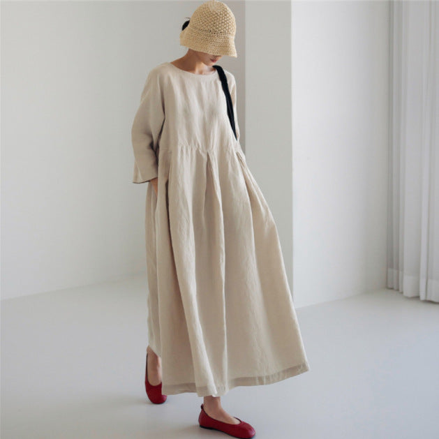 Damen lässiges Sommerkleid im A-Linien Schnitt mit 3/4 Ärmeln Drune