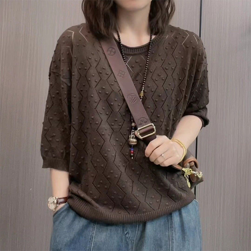 Damen Feinstrickpullover mit dekorativem Strukturdesign und lässigem Schnitt Drune