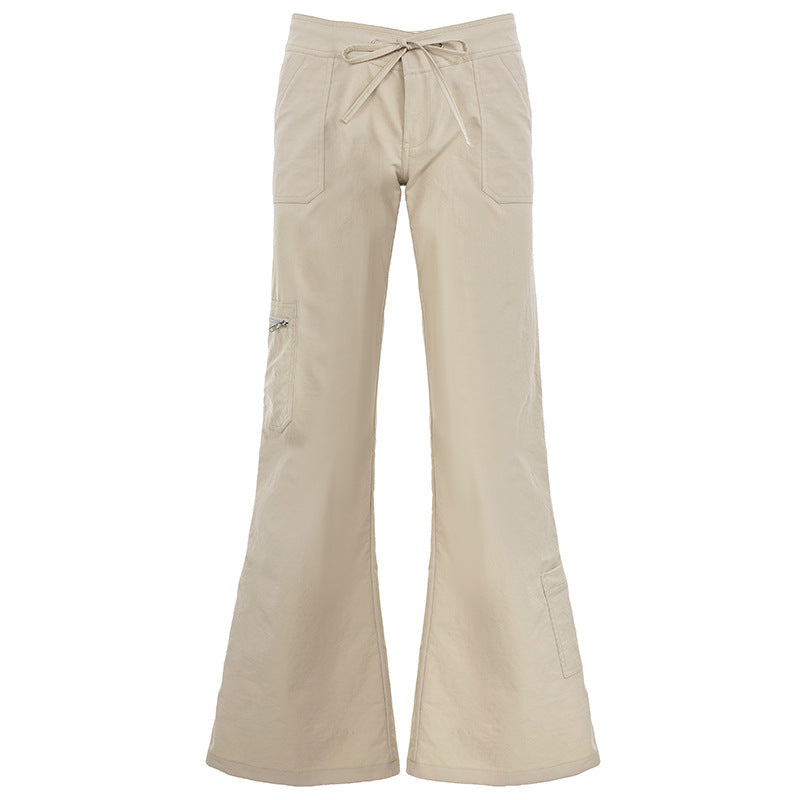 Damen Weite Cargo-Hose mit hohem Bund und seitlichen Taschen Drune
