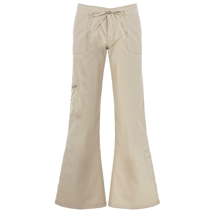 Damen nan weite Highwaist Cargo-Schlaghose mit Tunnelzug, Mehrfachtaschen und legerer Silhouette Drune